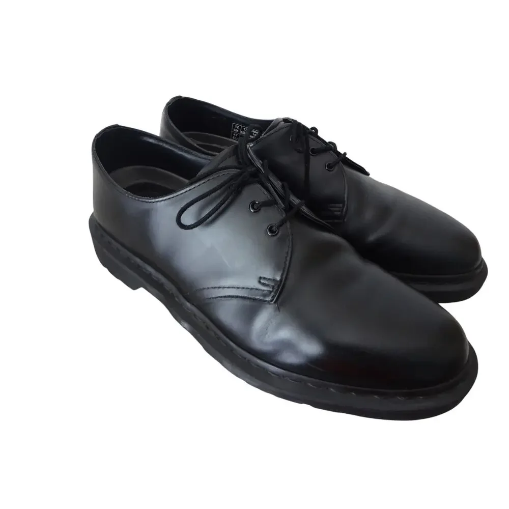Dr Martens Mens 13 Soft Wair 1461 Mono Platform Oxford Black Leather Shoe Chunky
